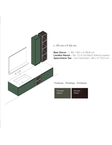 Arbi mobile bagno Decor11 Laccato Foresta opaco L 170 x P 50 cm - Specifiche