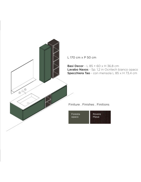 Arbi mobile bagno Decor11 Laccato Foresta opaco L 170 x P 50 cm - Specifiche