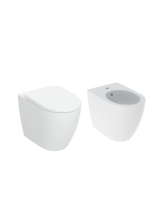 Sanitari filo muro Geberit Icon vaso Turboflush, bidet e coprivaso rallentato