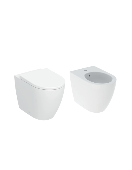 Sanitari filo muro Geberit Icon vaso Turboflush, bidet e coprivaso rallentato