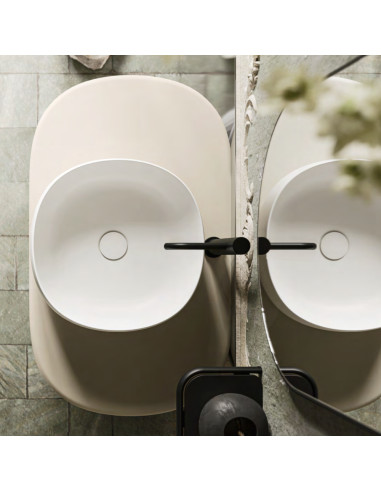 Arbi mobile bagno ALMOND 01 Laminam Alaska - Lavabo Almond e Specchiera App