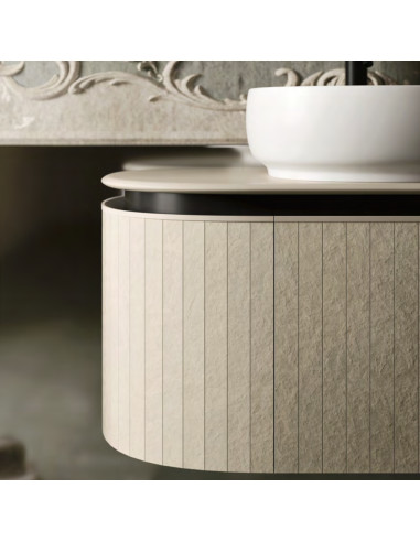 Arbi mobile bagno ALMOND 01 Laminam Alaska - Terminale curvo, maniglia gola