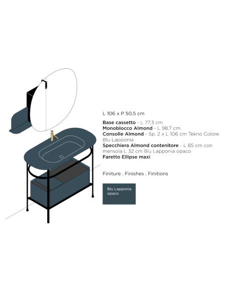 Arbi mobile bagno ALMOND 06 laccato Blu Lapponia opaco - Composizione