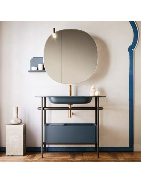 Arbi mobile bagno ALMOND 06 laccato Blu Lapponia opaco - L 106 x P 50,5 cm