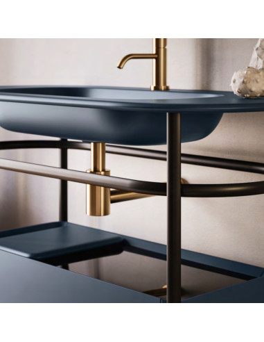 Arbi mobile bagno ALMOND 06 laccato Blu Lapponia opaco - Lavabo e struttura