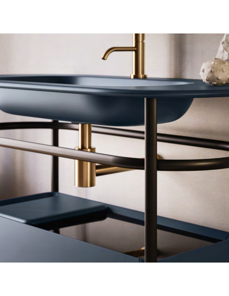 Arbi mobile bagno ALMOND 06 laccato Blu Lapponia opaco - Lavabo e struttura