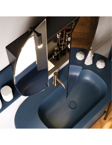 Arbi mobile bagno ALMOND 06 laccato Blu Lapponia opaco - Specchiera contenitore