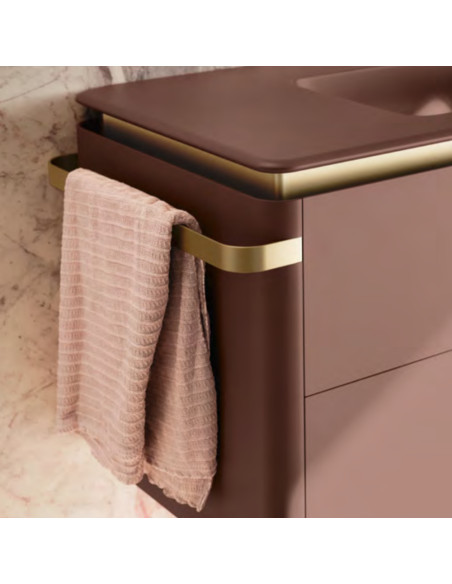 Arbi mobile bagno ALMOND 05 laccato Marsala opaco - Fianco stondato con portasalviette