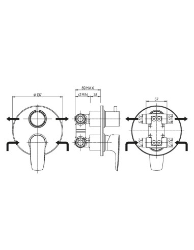 Paini Smart monocomando doccia incasso con deviatore