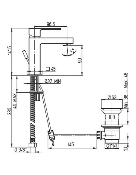 rubinetto-dax-monocomando lavabo scheda tecnica