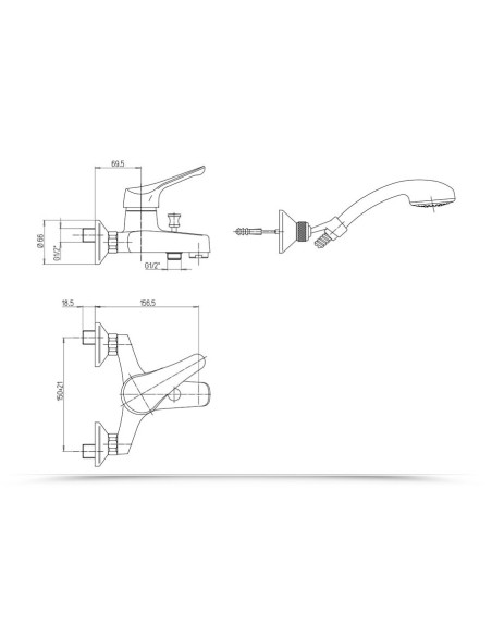 Paini Kit Pilot miscelatore monocomando lavabo, bidet e vasca completo