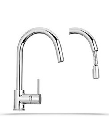 Paini Cox miscelatore monocomando lavello con ingrandimento sulla doccetta  estraibile