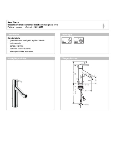 Hansgrohe kit Starck miscelatore monocomando lavabo e bidet