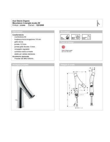 Hansgrohe Starck Organic miscelatore lavabo due maniglie