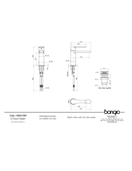 Bongio 'O'clock miscelatore monocomando lavabo