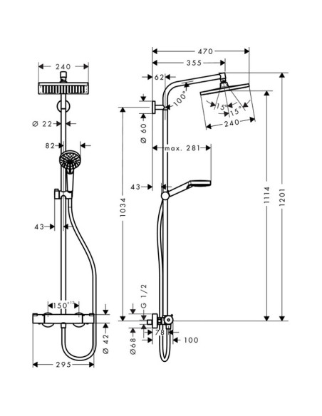 Hansgrohe Crometta E 240 Showerpipe