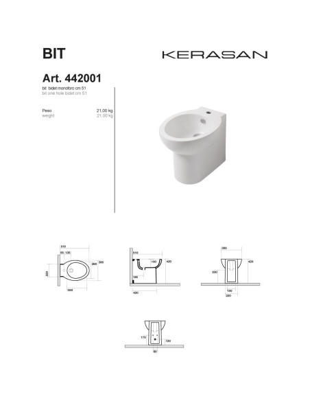 Kerasan Bit bidet filo muro