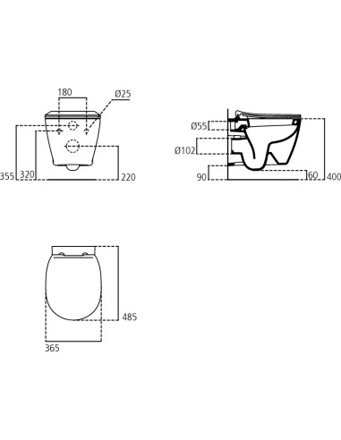 Ideal Standard Connect Space kit sospeso, vaso, bidet e coprivaso a chiusura rallentata
