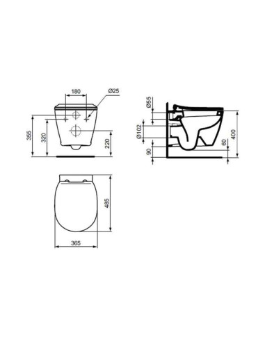 Ideal Standard Connect Space vaso sospeso e coprivaso a chiusura rallentata