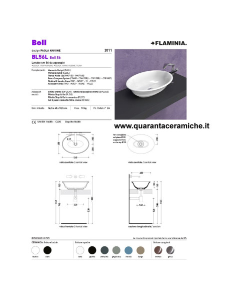 Flaminia Boll lavabo da appoggio cm 56