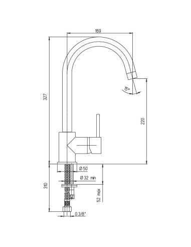 Paini Cox monocomando lavello con bocca alta orientabile scheda tecnica