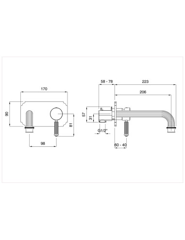 Bugnatese Athena monocomando lavabo a parete