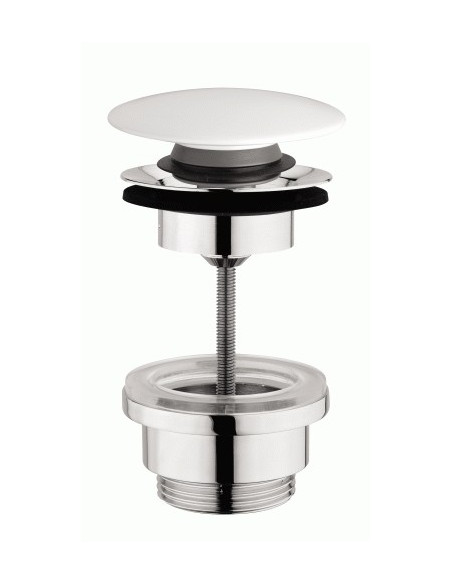 Piletta di scarico click clack con tappo in CERAMICA BIANCO LUCIDO 1"1/4 Universale
