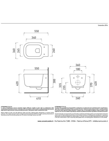 Sanitari sospesi Cielo Cubika vaso bidet e coprivaso rallentato