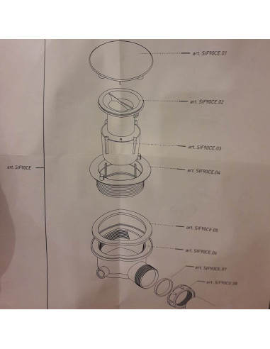 Sifone per p.doccia 90mm coperchio in ceramica bianca