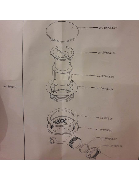 Sifone per p.doccia 90mm coperchio in ceramica bianca