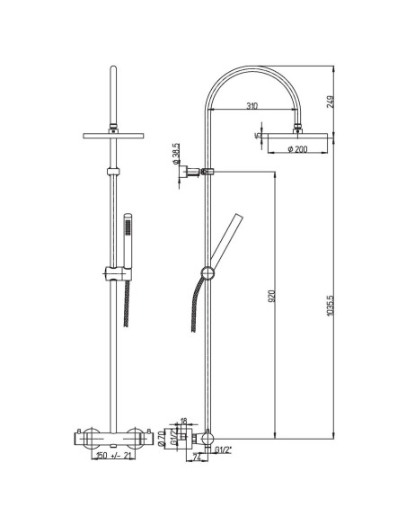 Paini kit colonna doccia termostatica tonda, miscelatore lavabo e bidet