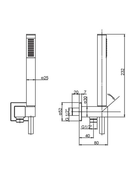 Paini DaxR miscelatore lavabo a muro, bidet, doccia incasso con deviatore e soffione con doccetta