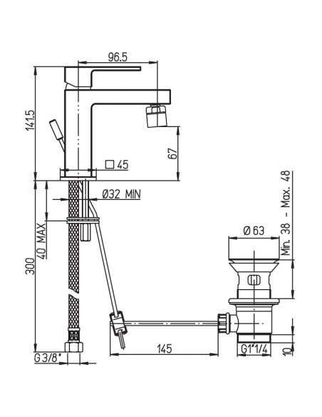 Paini DaxR miscelatore bidet scheda tecnica