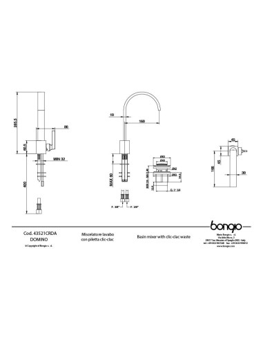 Bongio Domino Q miscelatore lavabo e bidet