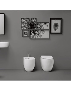 Kerasan Flo filo muro vaso, bidet e coprivaso slim soft close