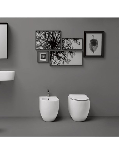 Kerasan Flo filo muro vaso, bidet e coprivaso slim soft close