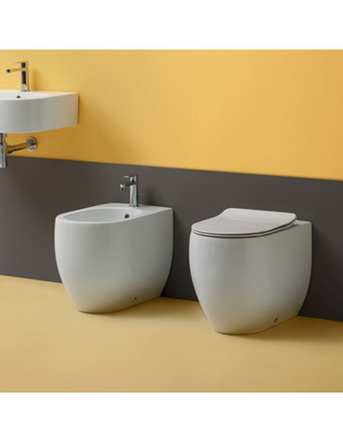 Kerasan Flo filo muro vaso Norim, bidet e coprivaso slim soft close