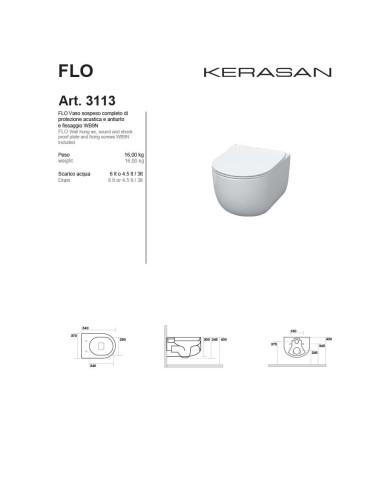 Kerasan Flo vaso sospeso e coprivaso slim soft close