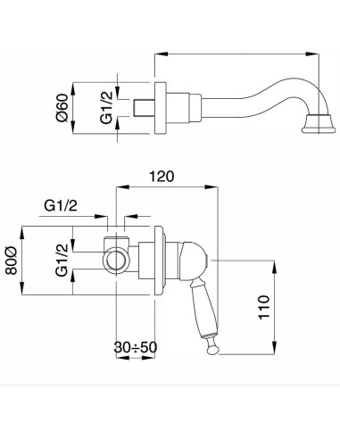 Bugnatese Oxford miscelatore monocomando lavabo e bidet 