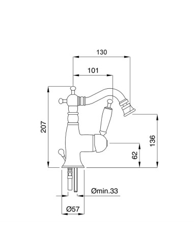 Bugnatese Oxford miscelatore monocomando lavabo e bidet 