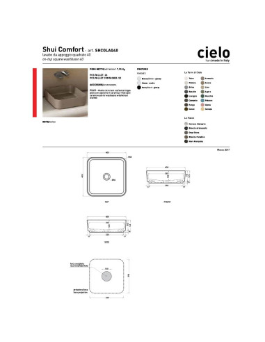 Cielo Shui Comfort lavabo quadrato 40