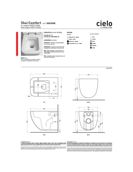 Cielo Shui Comfort sanitari sospesi talco