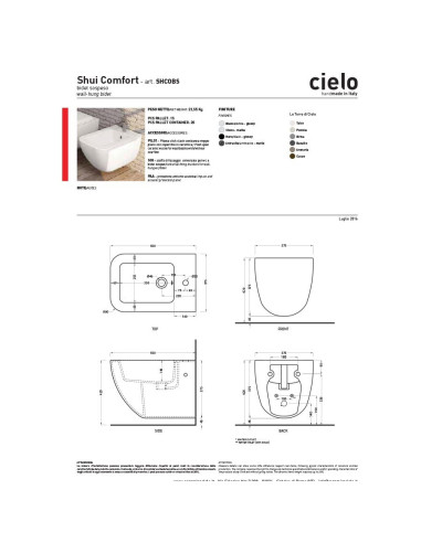 Cielo Shui Comfort sanitari sospesi talco