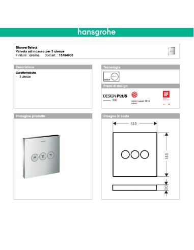 Termostatico doccia incasso con rubinetto regolazione portata