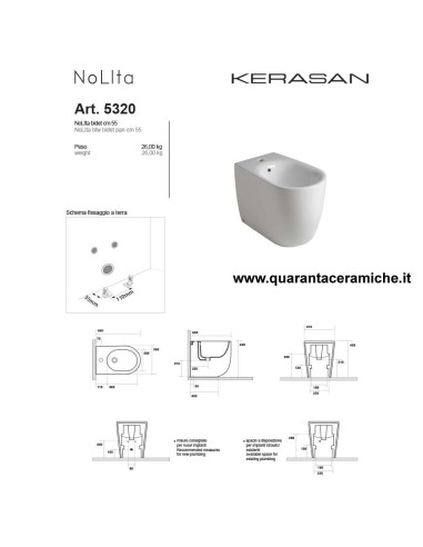 Kerasan Nolita filo muro vaso Norim, bidet e coprivaso slim soft close
