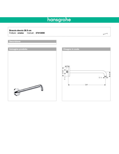 quaranta-ceramiche-soffione e braccio- tondo- Hansgrohe