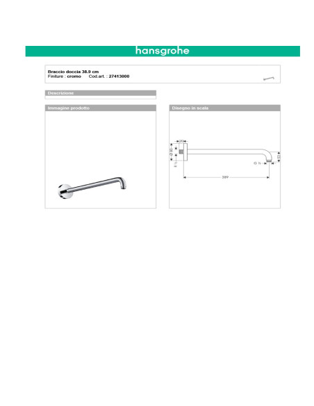 quaranta-ceramiche-soffione-tondo e braccio-Hansgrohe