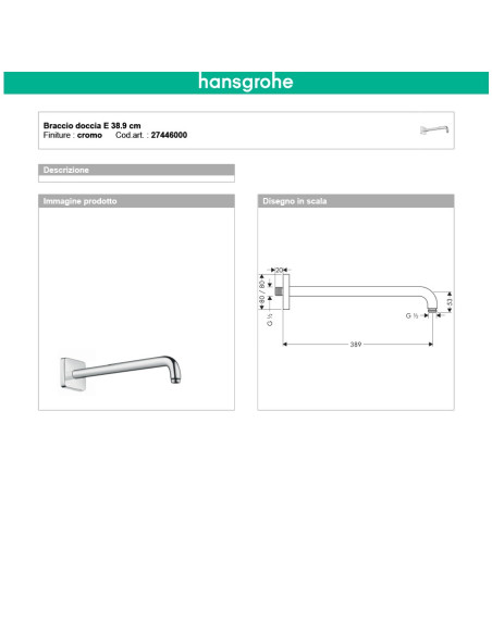 Hansgrohe Soffione Croma doccia 220 con snodo regolabile