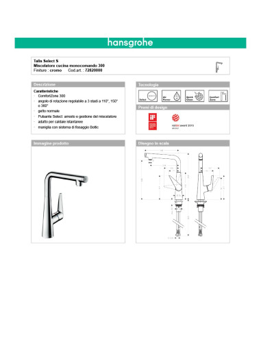 Hansgrohe Metris miscelatore cucina 320 con doccetta estraibile