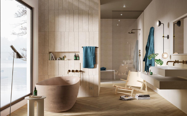 Bagno moderno particolare di una stanza da doccia con acqua